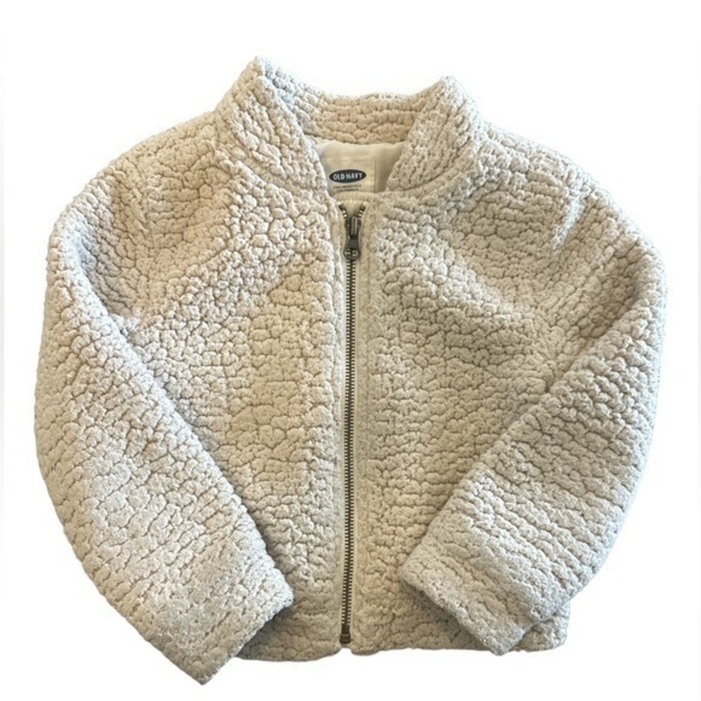 Old Navy Kids Cream Shearling Bomber Jacket Size 4T